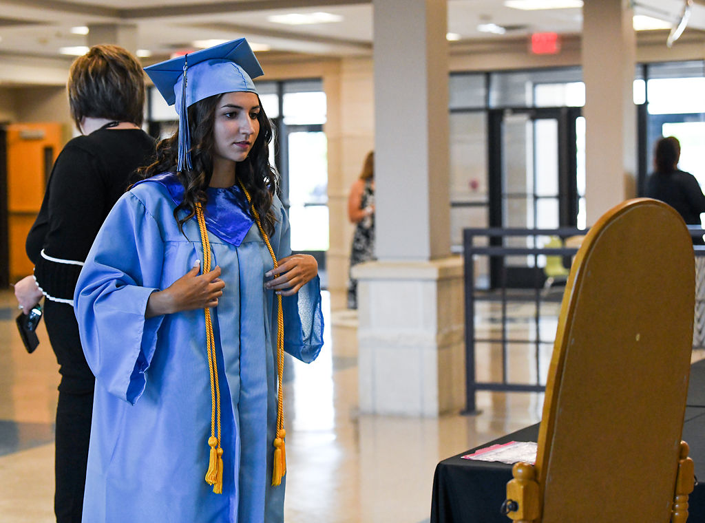 Zoie Vahabzadeh, 18, checks her regalia